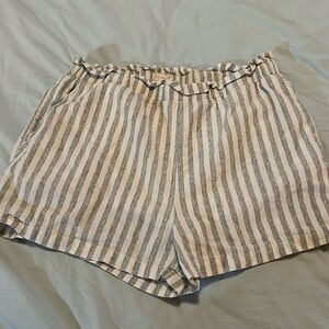Women’s striped cotton linen shorts